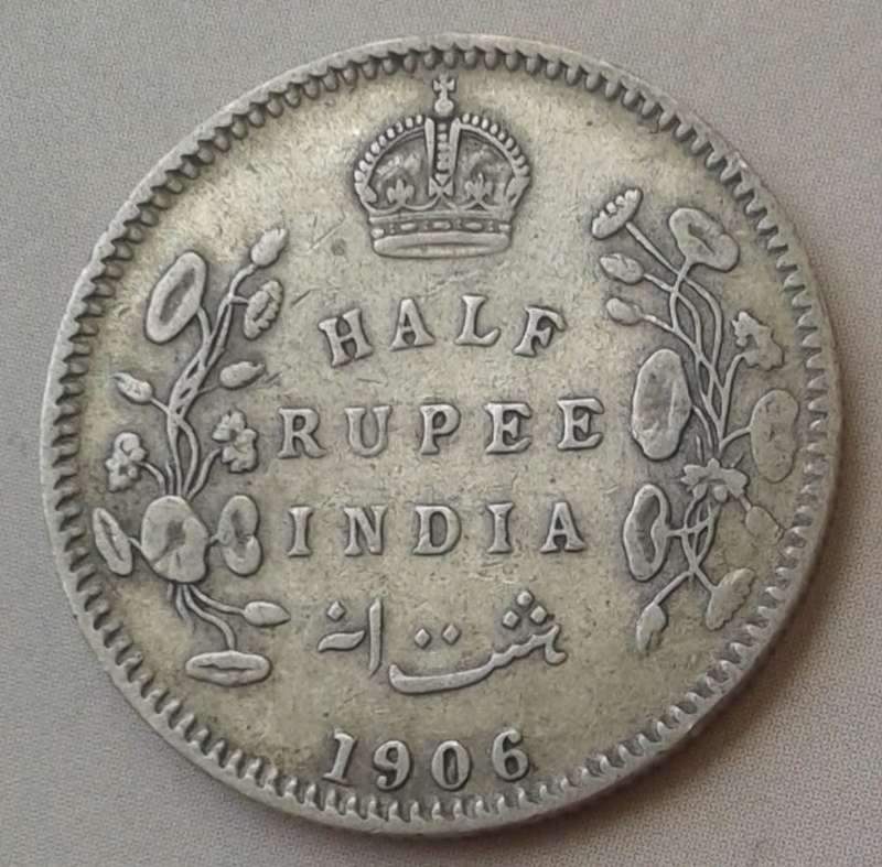 Nice 1906 (C) British-India silver half Rupee