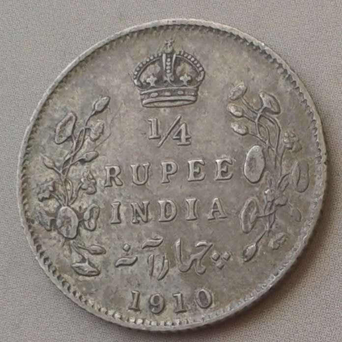 1910 British-India silver 1/4 Rupee