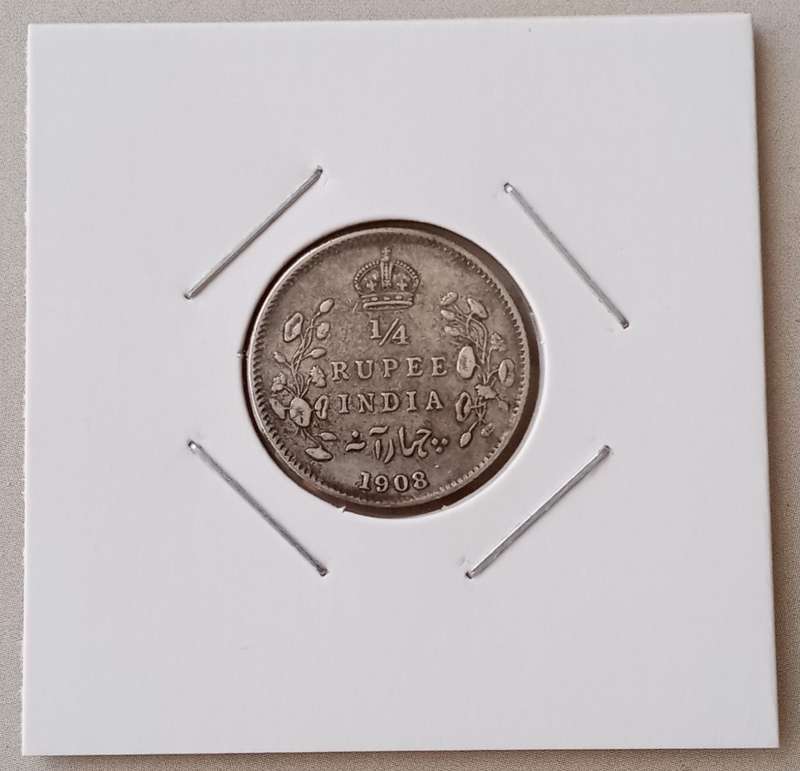 1908 British-India silver 1/4 Rupee