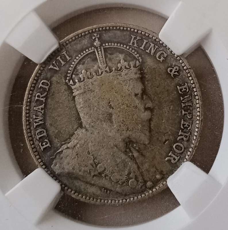 Nice 1902 Straits Settlements silver 20c in slab