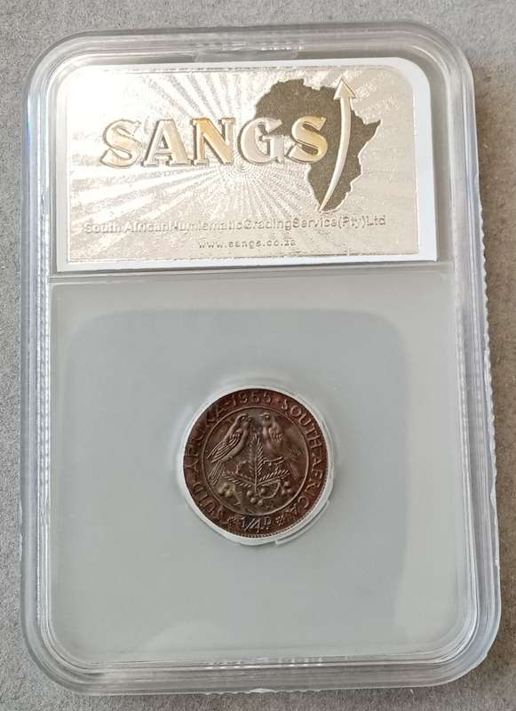 Nice 1955 Union 1/4 Penny SANGS AU 58 BN (Cracked Die)