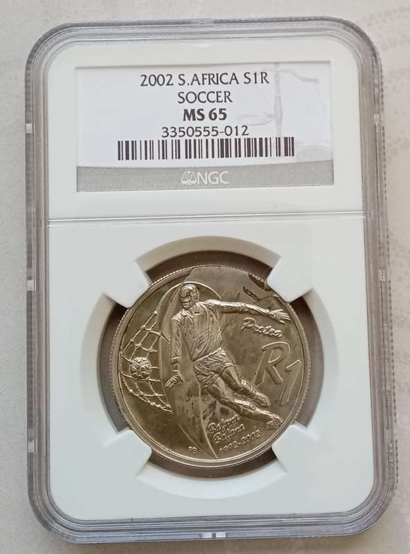 Scarce 2002 Soccer silver R1 NGC MS65 (mintage: 527)