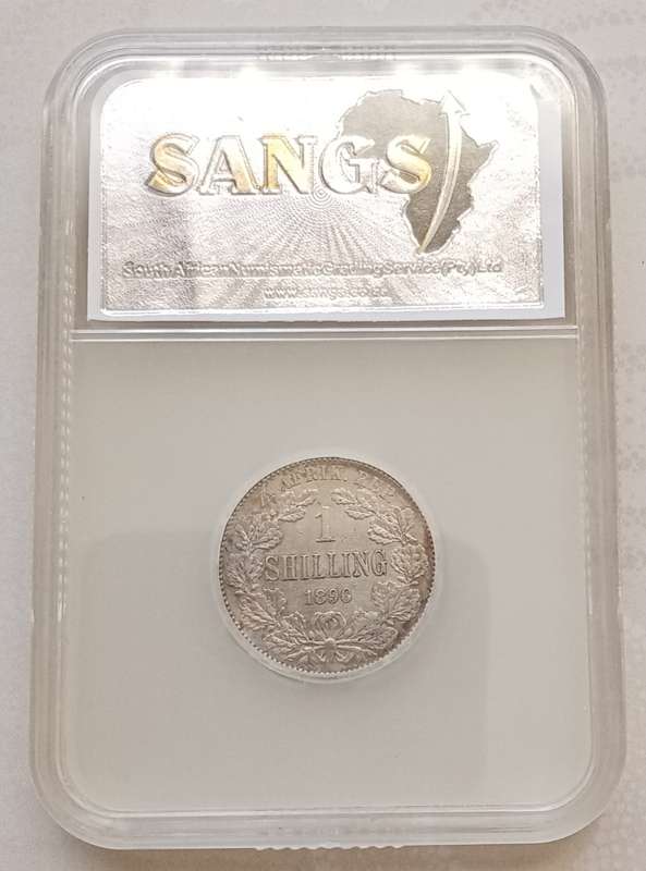 1896 ZAR Kruger silver shilling SANGS AU50