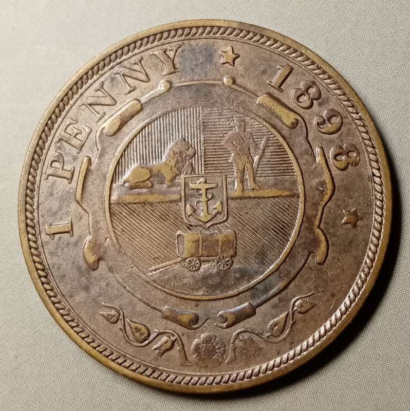 1898 ZAR Kruger penny with AU Details