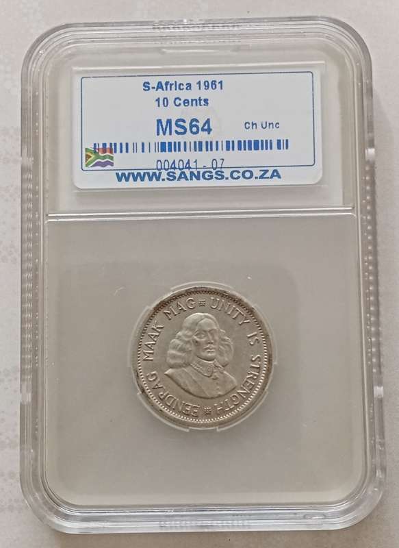 1961 Republic silver 10c SANGS MS64