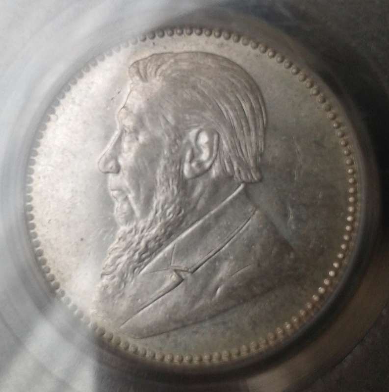 1897 ZAR Kruger silver sixpence PCGS MS61