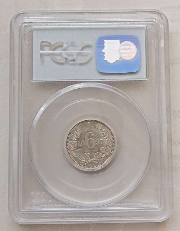 1897 ZAR Kruger silver sixpence PCGS MS61