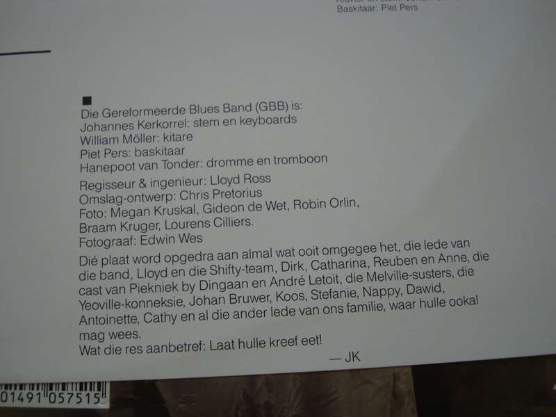 Johannes Kerkorrel en die Gereformeerde blues Band - Eet Kreef! LP