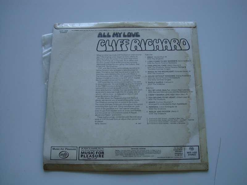 Cliff Richard - All my Love LP