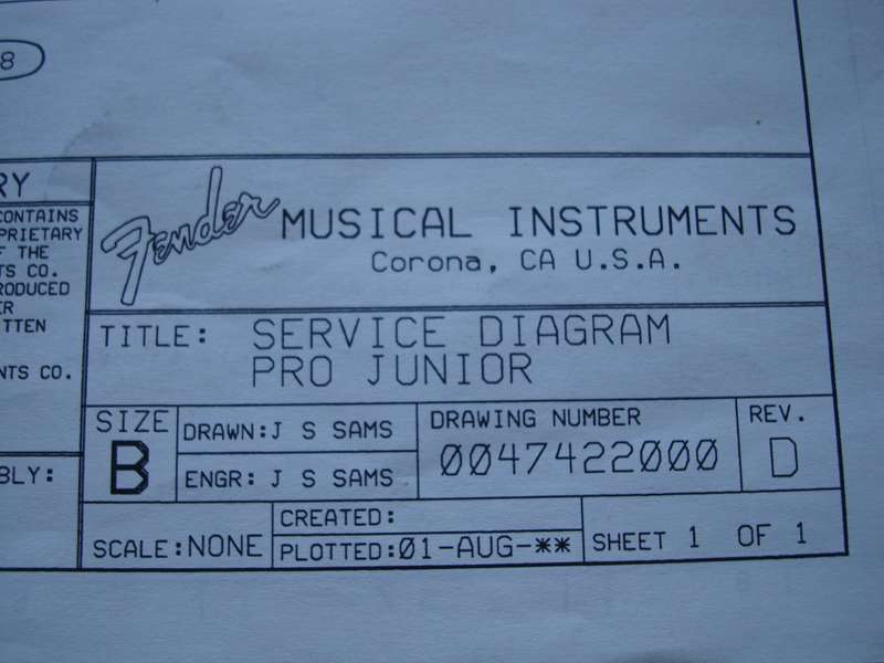 Fender Pro Jr Schematic and Service Diagram