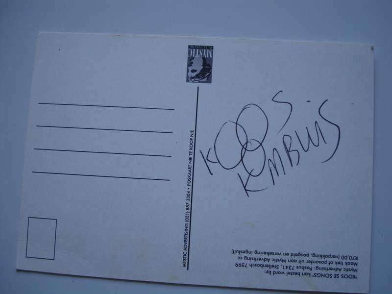 Koos Kombuis - Autographed Postcard