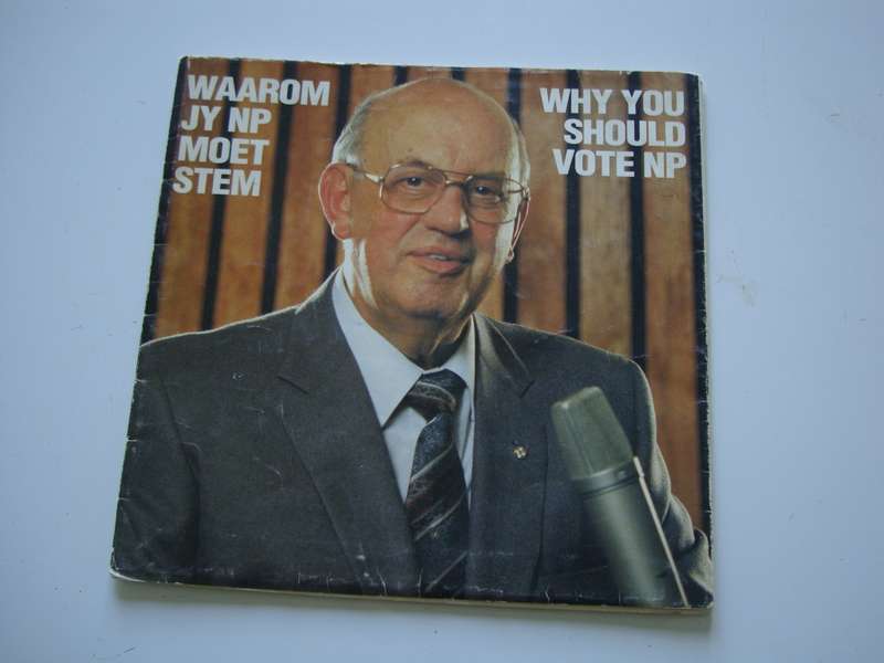 PW Botha National Party 7` Vinyl - Election 6 May 1987 Message
