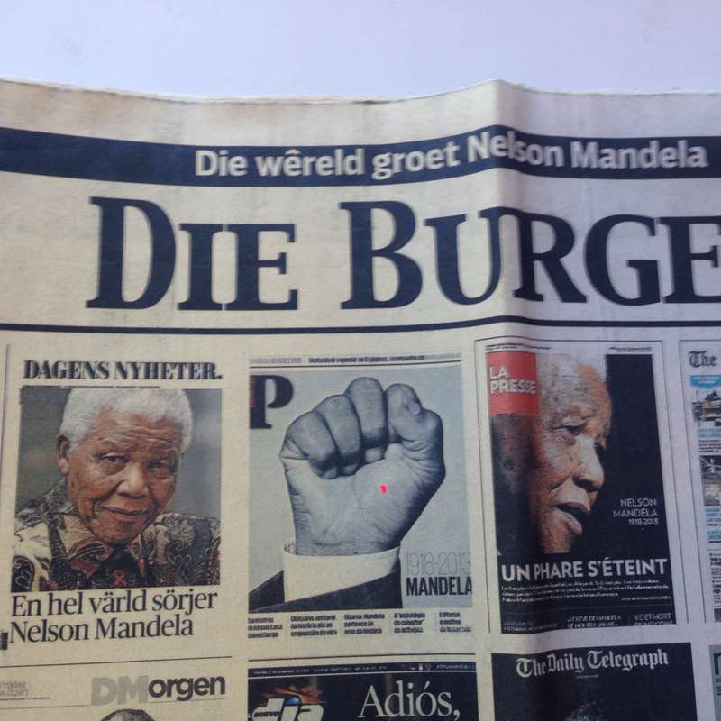 Die Burger - 7 Desember 2013 - Nelson Mandela commemorative