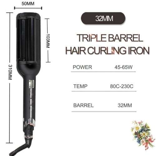 Hair Crimper Deep Waver Curling Iron Tourmaline Ceramic Barrel Beachy Waves Curl