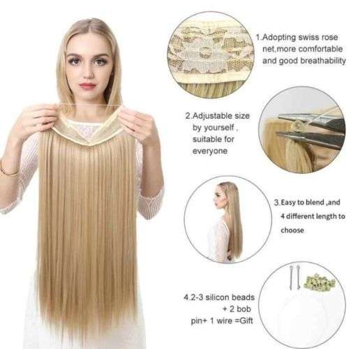 Long Natural Ombre No Clips No Tape Halo Hair Extension
