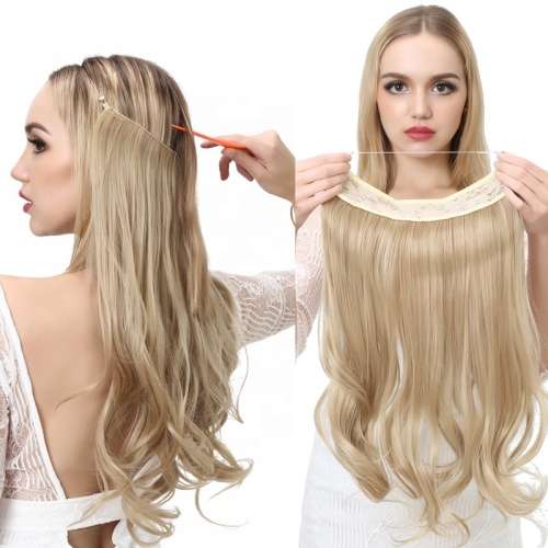 Long Natural Ombre No Clips No Tape Halo Hair Extension