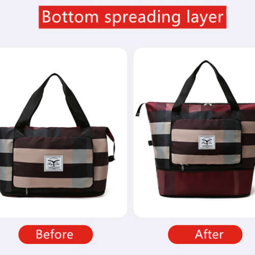 Khaki Multifunctional Large Waterproof Oxford Fabric Portable Folding Expansion Travel