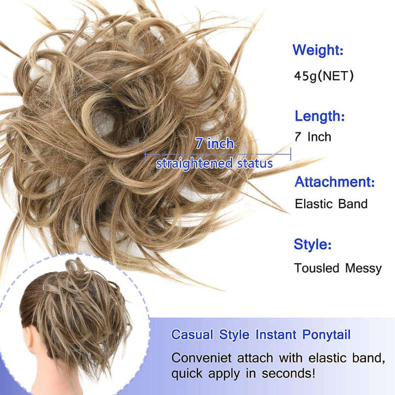 Tousled Messy Hair Chignon Scrunchie Hair Bun