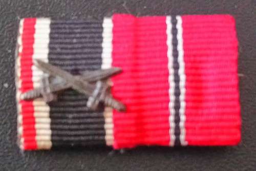 ORIGINAL GERMAN WW2 MEDAL BAR - WAR SERVICE CROSS AND EASTERN FRONT MEDAL