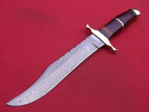LARGE DAMASCUS BLADE BOWIE KNIFE