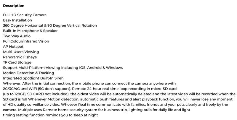 WiFi Panoramic Camera