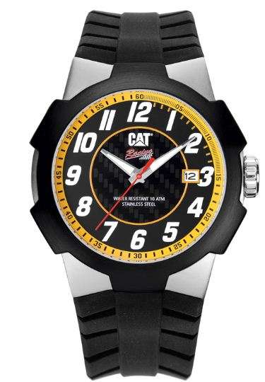 BRAND NEW Caterpillar MENS Racing Black and Yellow Stainless Steel PU Watch *STUNNING MODEL*