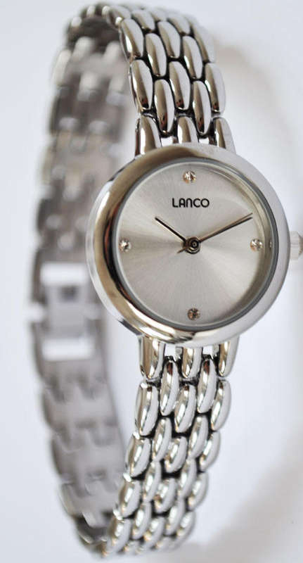 *BRAND NEW* Lanco Silver Round Dial Bracelet watch with crystal markers **Beautiful Timepiece**