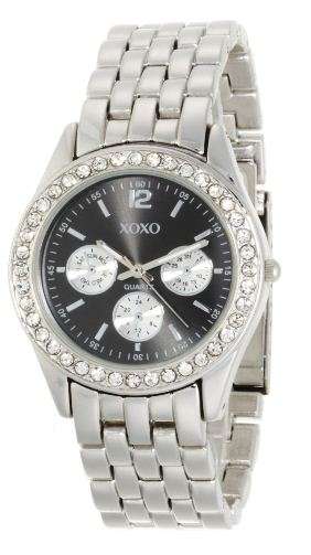 *BRAND NEW* XOXO Ladies Stainless Steel and Black Watch with Stones X5208 *Feminine and Pretty*