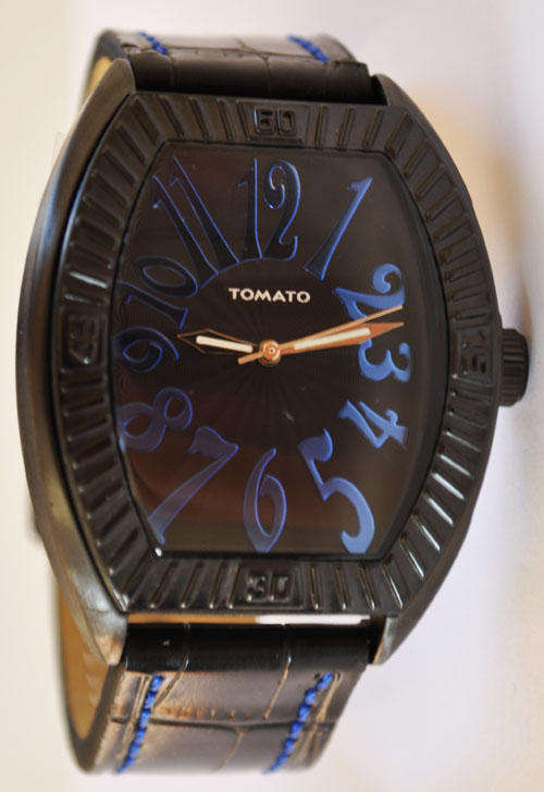 *Brand New* Tomato Men's Metallic Blue and Black Rectangle Leather Watch T153122 *Unique and Fun*