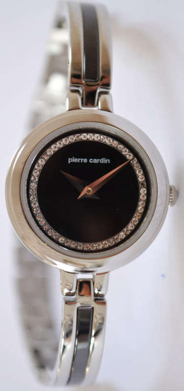 *Brand New* Pierre Cardin Black Dial, Silver Stainless Steel Ladies Watch with Stones P556401