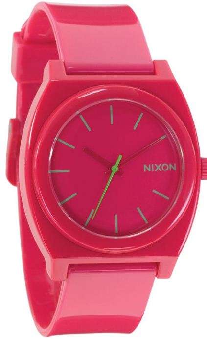 *BRAND NEW* Nixon Unisex A119-387 Plastic Analog Pink Dial with Green and Silver Markers *Stylish*