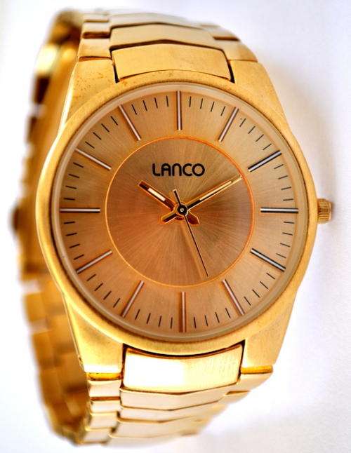 * Brand New* Lanco Men's Gold Stainless Steel Round Watch 258495 *Classy and Sophisticated*