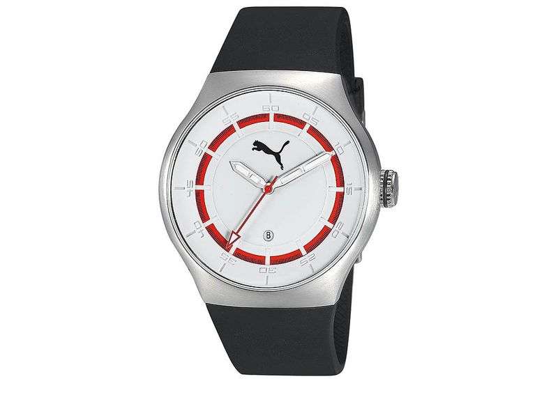 BRAND NEW  PUMA Men's Sport Watch with Black Polyurethane Band and White and Red Dial  PU102551001