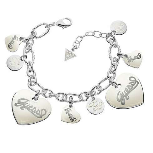 *Brand New* Guess Ladies Signature Trendy Silvertone heart bracelet *Stunning*
