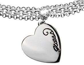 *Brand New* Guess Ladies Multi-Chain Silver Bracelet with Heart Pendant *Stunning*