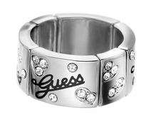 *Brand New* Guess Ladies Silver Stretch Ring with Guess Logo and Flower Shaped Crystals *Stunning*