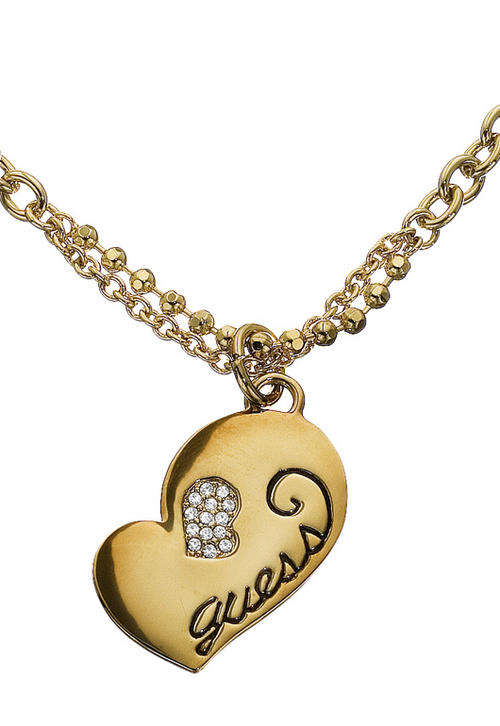 *Brand New* Guess Ladies Multi Gold Chain with Gold Heart  Pendant with Guess Logo  *Stunning*