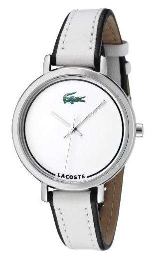 *BRAND NEW*LACOSTE WHITE AND BLACK LEATHER STRAP LADIES WATCH - 2000501*Fun and Unique*