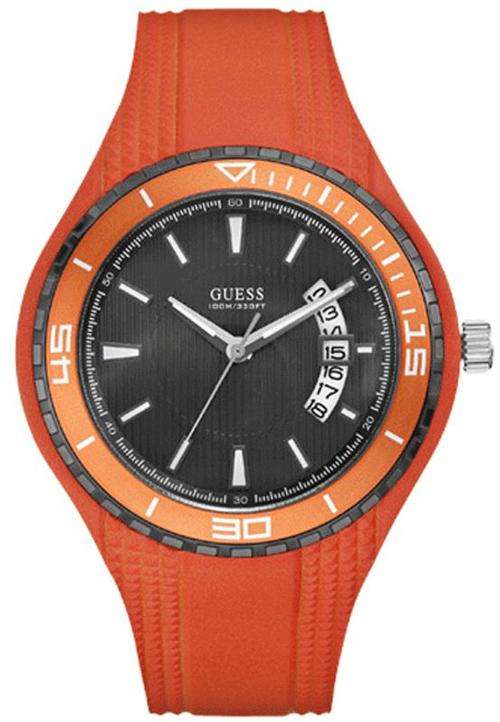 BRAND NEW GENUINE Guess  Gents Sport Auminum Orange Silicone Strap Watch with Date W95143G5