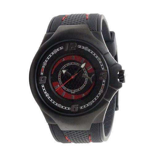 BRAND NEW PUMA Men's slim Pedal II Black IP Black Dial Leather Watch  Red Stitching PU101681001
