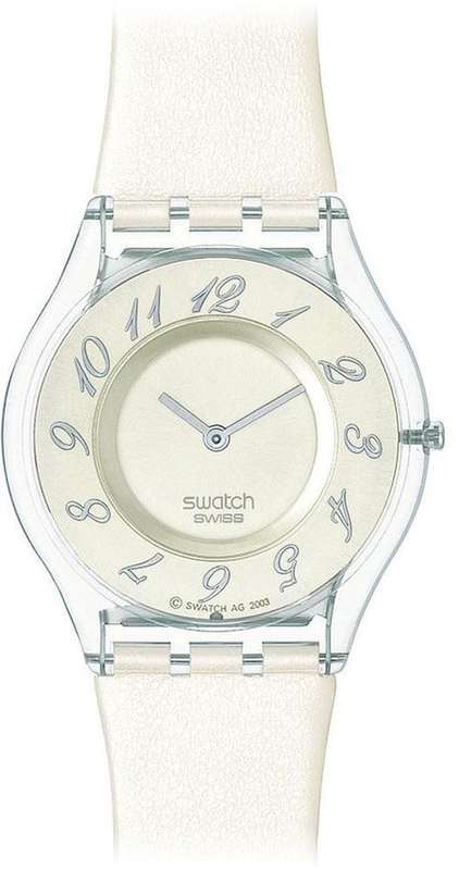 *Brand New* Swatch Unisex Slim Cream Leather Watch SFK199 *Petite and Stylish*