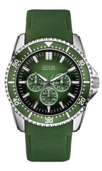 BRAND NEW Guess Gents Green Rubber Chronograph  Watch W90070G4 *Stylish*