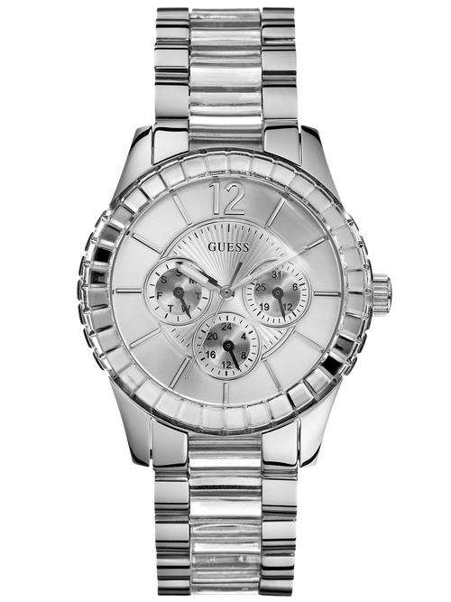 *Brand New*GUESS Womens W13582L2 Chronograph Stainless Steel Watch with Crystals *Stunning*
