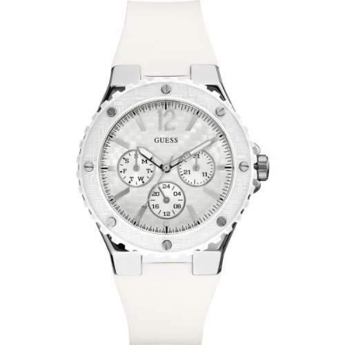 *Brand New* GUESS Women's Silicon White Chronograph Watch with Silver Bezel*Beautiful and Feminine**