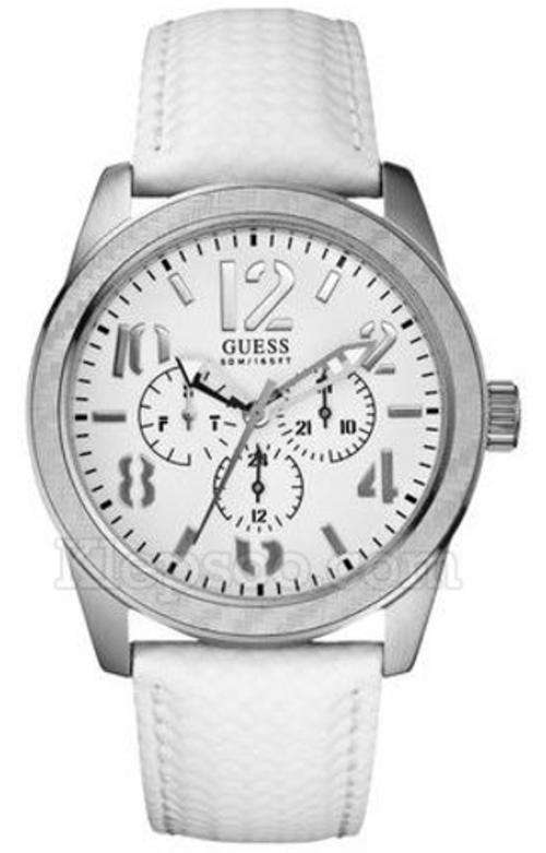 BRAND NEW Guess Gents White Leather Chronograph Watch W95129G1  **CLASSY Timepiece**