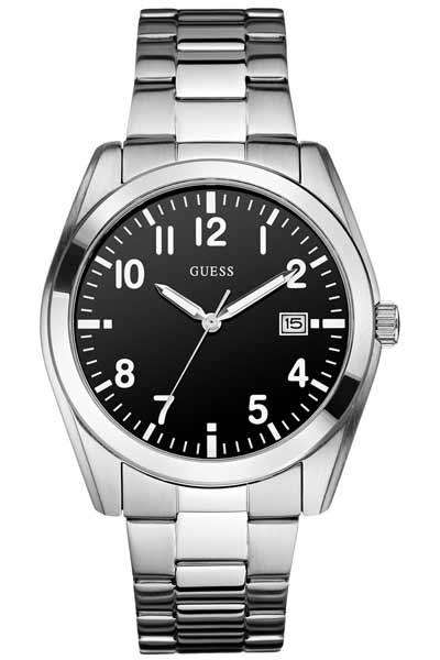 BRAND NEW GUESS Men's Dress  Round Stainless Steel Black Dial Watch W85082G2  **CLASSY Timepiece**