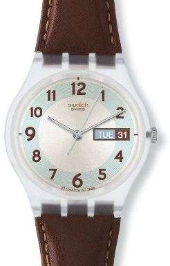 *Brand New* Swatch Men's Slim Brown Leather Watch GE704*Petite and Stylish*