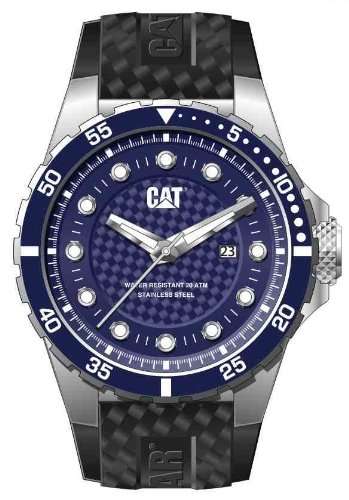 BRAND NEW Gents CATERPILLAR P52 Sports Analog  Black Rubber Strap Blue Dial 100M Water Resistant