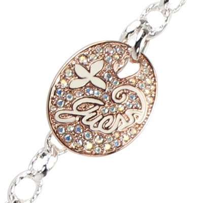 *Brand New* Silver Bracelet With Gold Oval Pendant with Crystals *Stunning Set*