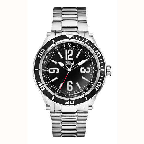 *BRAND NEW* GUESS Gents Stainless Steel Black and Silver Sports Bracelet Watch**CLASSY Timepiece**